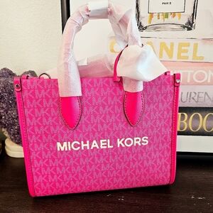 Michael Kors Bright Pink Logo Tote